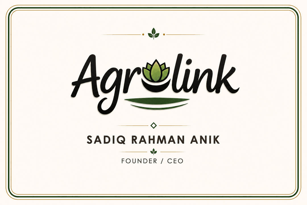 Agrolink founder business card: Sadiq Rahman Anik, Founder & CEO, ARMA Agriculture Limited